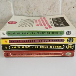 Set of 4 Vintage French Pocket Books Classic Lit Livre de Poche Proust Malraux